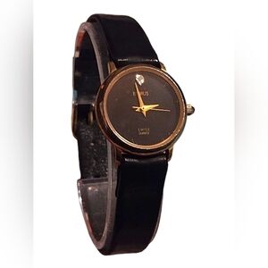 Vintage Benrus Women's Gold Tone Leather Band Watch Swiss Movement